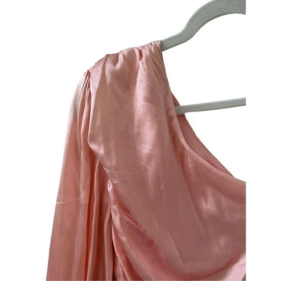 Retrofête Rylie Silk-Blend One Shoulder Crop Top Women’s Blush Pink Size Small - Picture 3 of 10